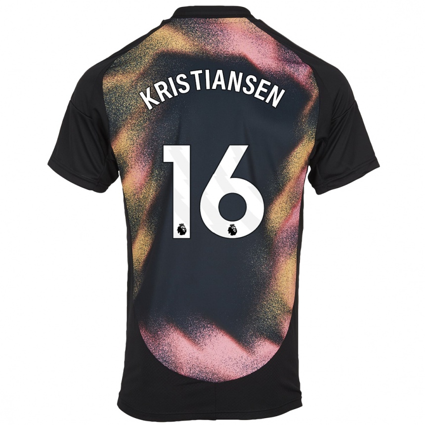 Mujer Fútbol Camiseta Victor Kristiansen #16 Negro Blanco 2ª Equipación 2024/25 Perú