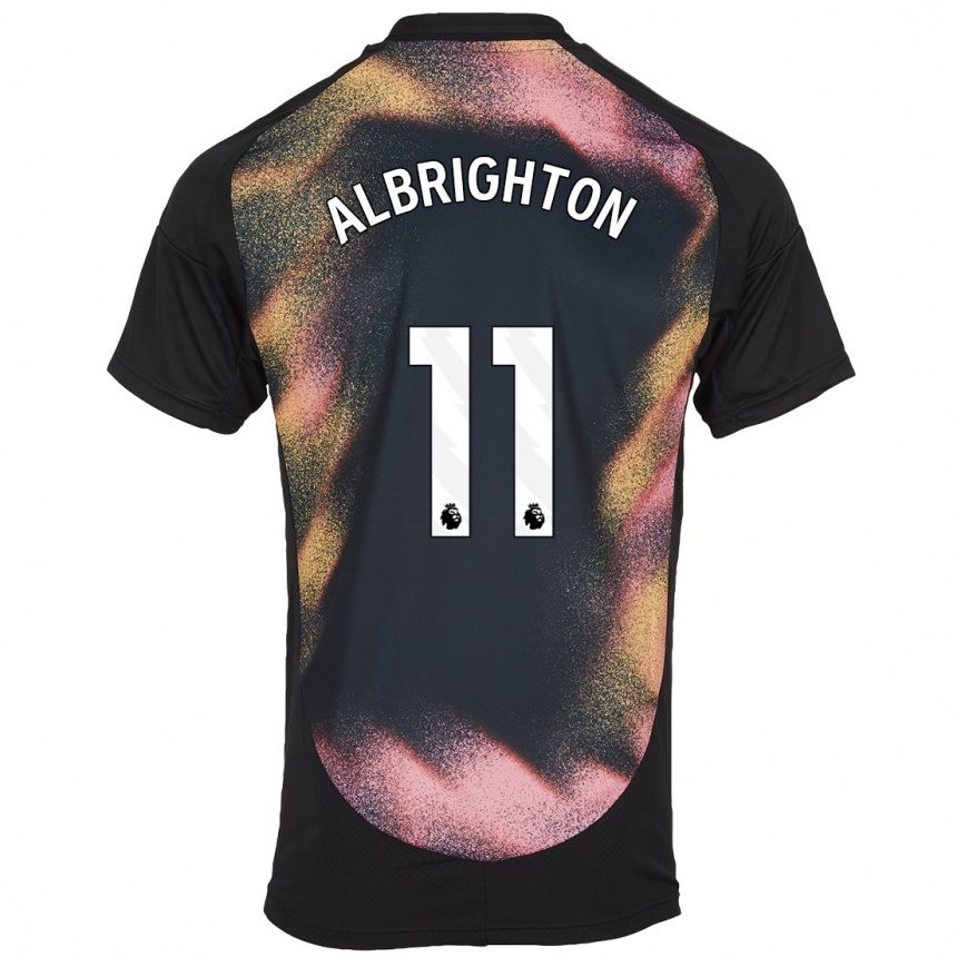 Mujer Fútbol Camiseta Marc Albrighton #11 Negro Blanco 2ª Equipación 2024/25 Perú