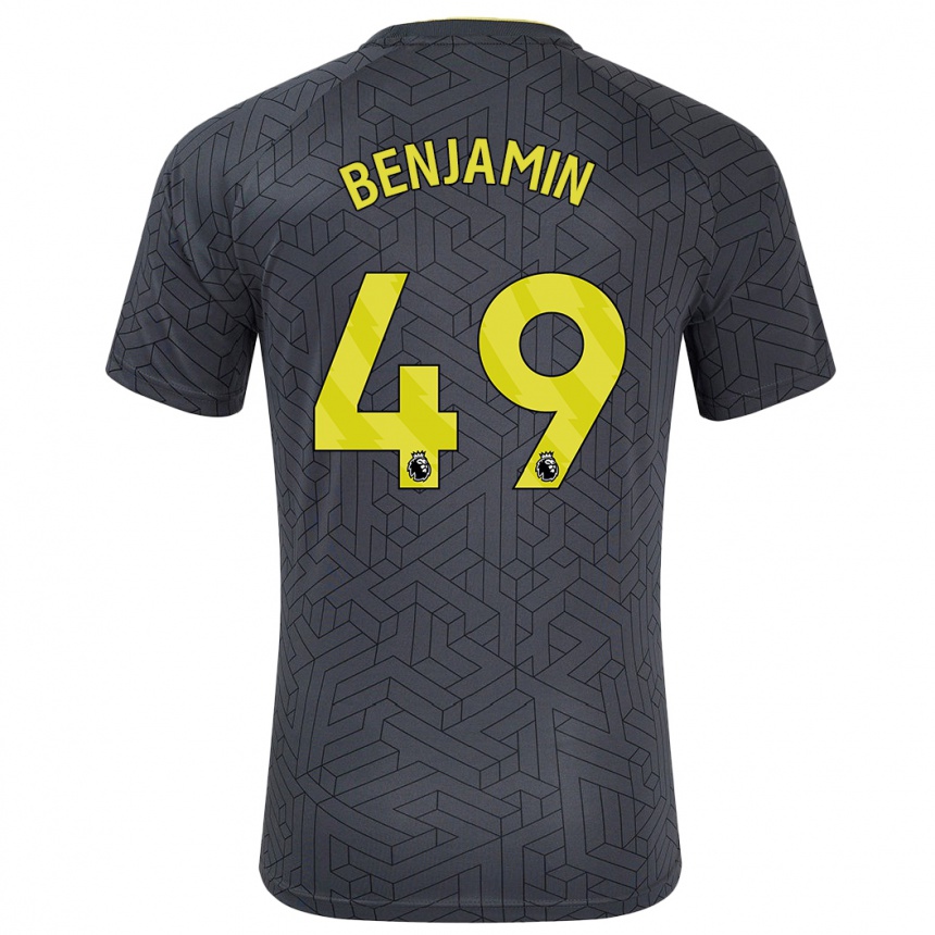 Mujer Fútbol Camiseta Omari Benjamin #49 Negro Amarillo 2ª Equipación 2024/25 Perú