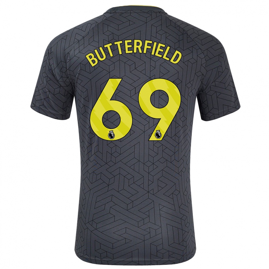 Mujer Fútbol Camiseta Luke Butterfield #69 Negro Amarillo 2ª Equipación 2024/25 Perú