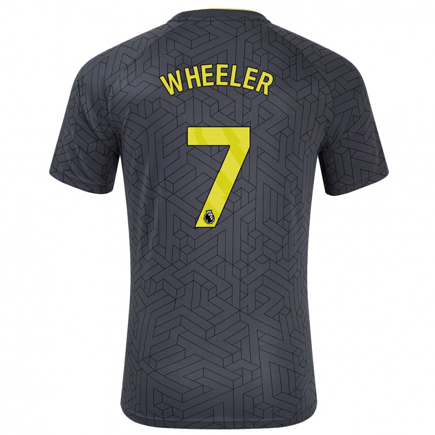 Mujer Fútbol Camiseta Clare Wheeler #7 Negro Amarillo 2ª Equipación 2024/25 Perú