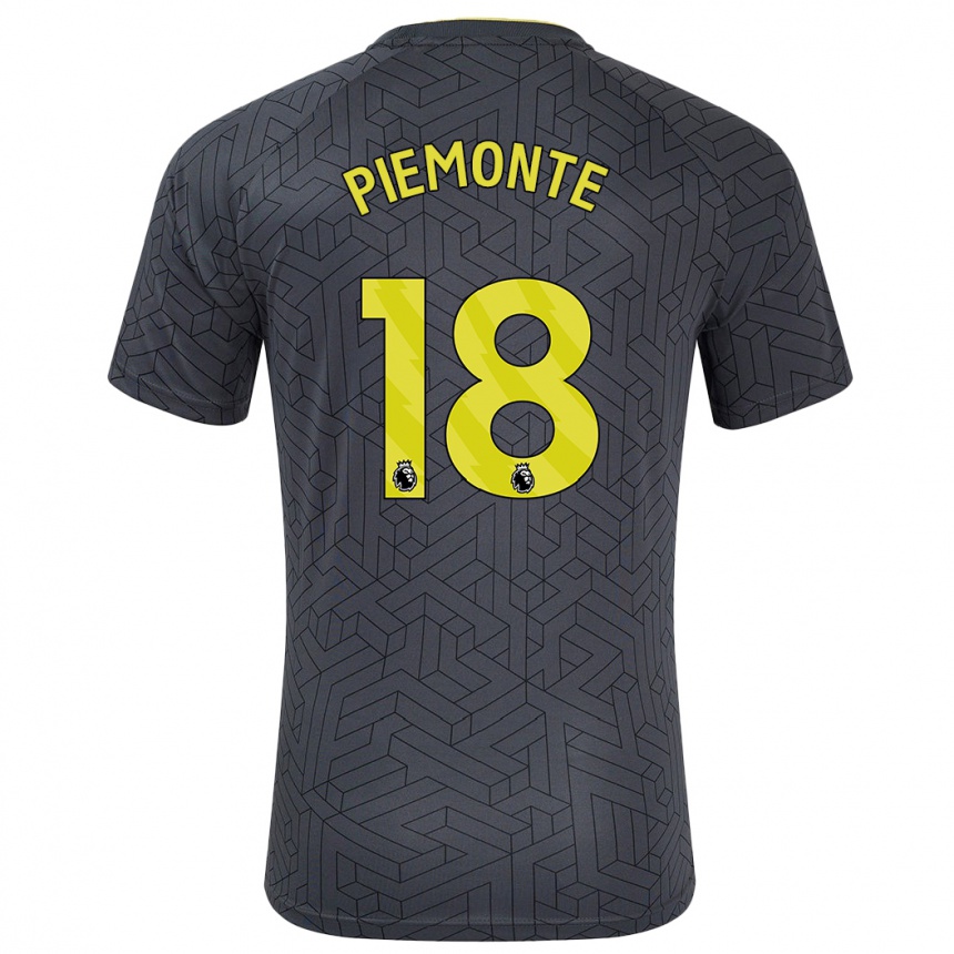 Mujer Fútbol Camiseta Martina Piemonte #18 Negro Amarillo 2ª Equipación 2024/25 Perú