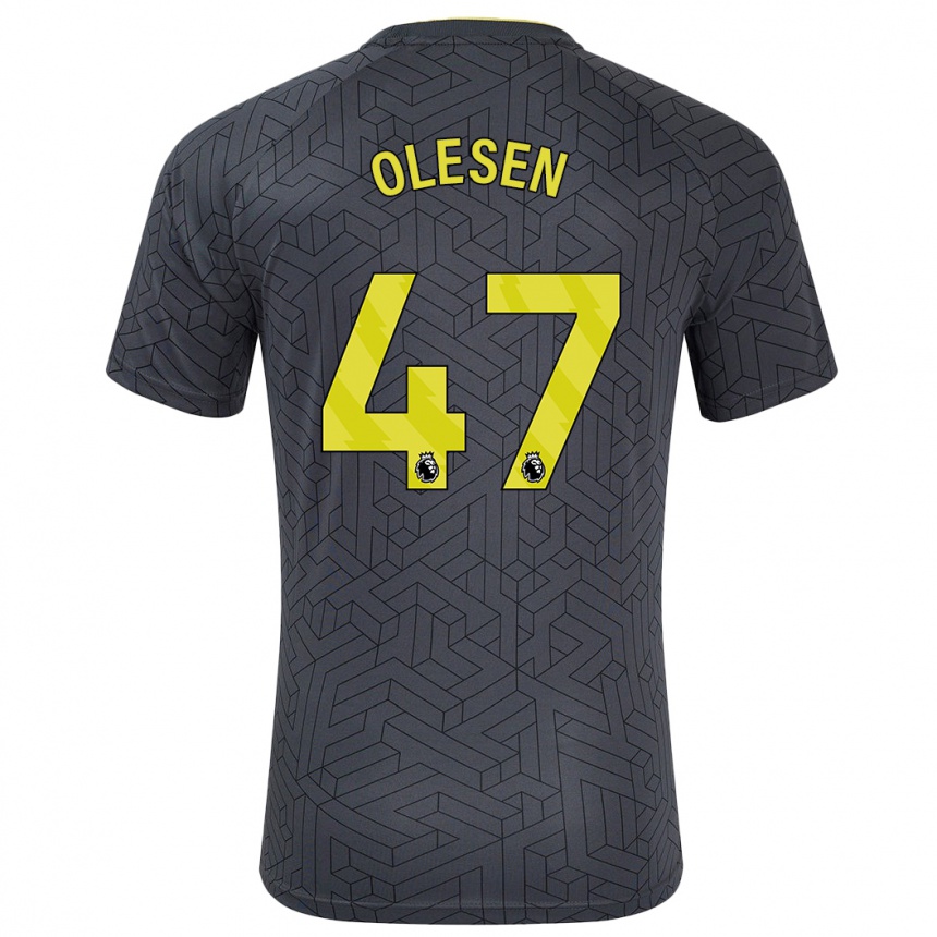 Mujer Fútbol Camiseta Karoline Olesen #47 Negro Amarillo 2ª Equipación 2024/25 Perú