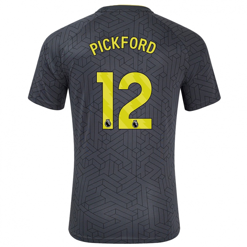 Mujer Fútbol Camiseta Jordan Pickford #12 Negro Amarillo 2ª Equipación 2024/25 Perú