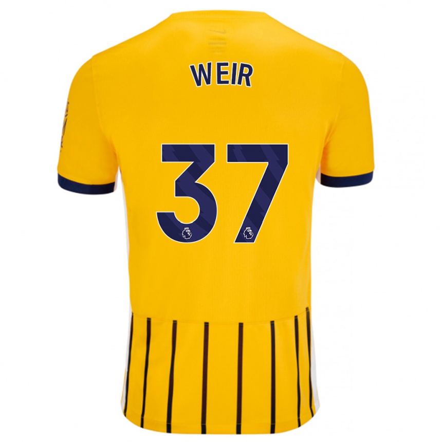 Mujer Fútbol Camiseta Jensen Weir #37 Dorado Azul Rayas 2ª Equipación 2024/25 Perú