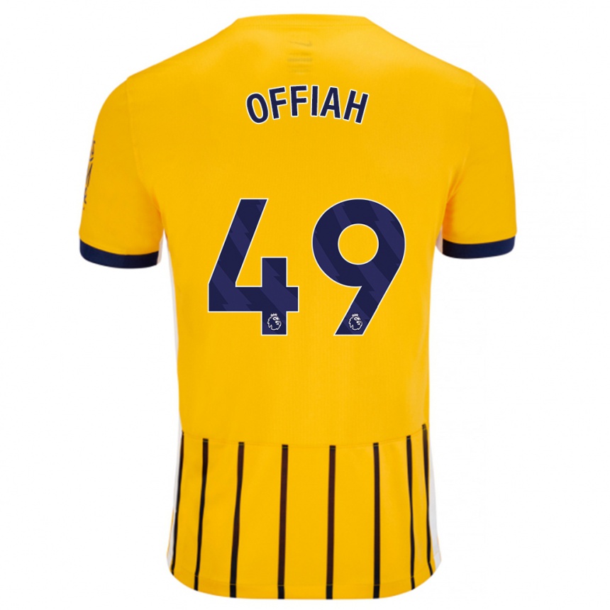 Mujer Fútbol Camiseta Odel Offiah #49 Dorado Azul Rayas 2ª Equipación 2024/25 Perú