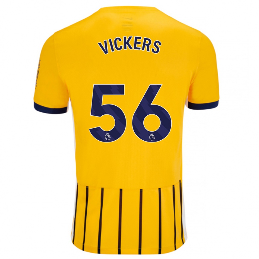 Mujer Fútbol Camiseta Caylan Vickers #56 Dorado Azul Rayas 2ª Equipación 2024/25 Perú