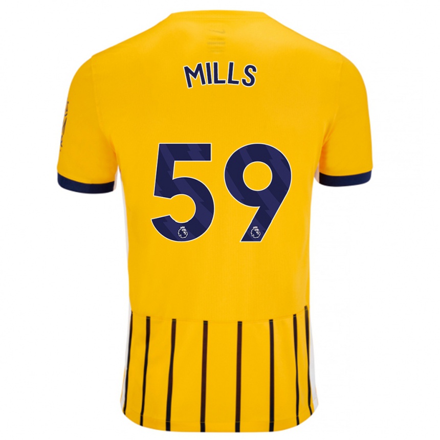 Mujer Fútbol Camiseta Harry Mills #59 Dorado Azul Rayas 2ª Equipación 2024/25 Perú