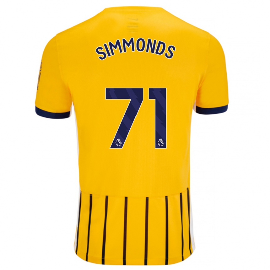 Mujer Fútbol Camiseta Freddie Simmonds #71 Dorado Azul Rayas 2ª Equipación 2024/25 Perú