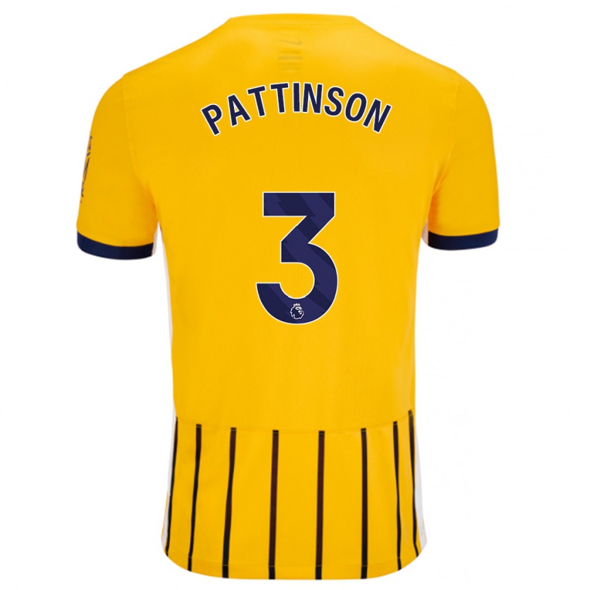 Mujer Fútbol Camiseta Poppy Pattinson #3 Dorado Azul Rayas 2ª Equipación 2024/25 Perú