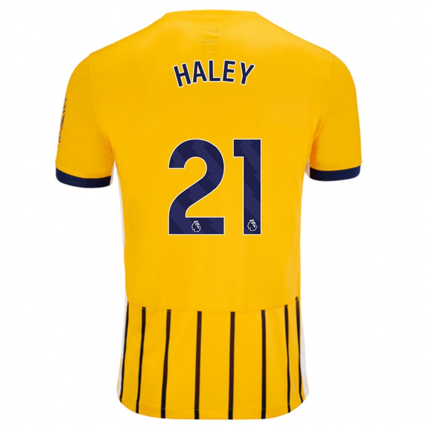 Mujer Fútbol Camiseta Madison Haley #21 Dorado Azul Rayas 2ª Equipación 2024/25 Perú