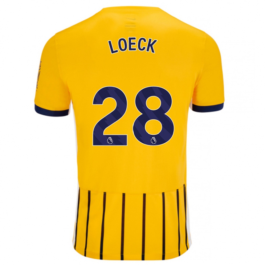 Mujer Fútbol Camiseta Melina Loeck #28 Dorado Azul Rayas 2ª Equipación 2024/25 Perú