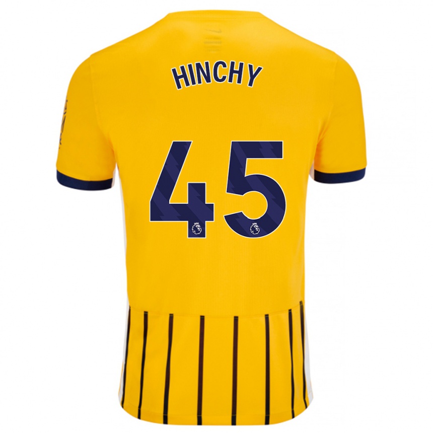 Mujer Fútbol Camiseta Jack Hinchy #45 Dorado Azul Rayas 2ª Equipación 2024/25 Perú