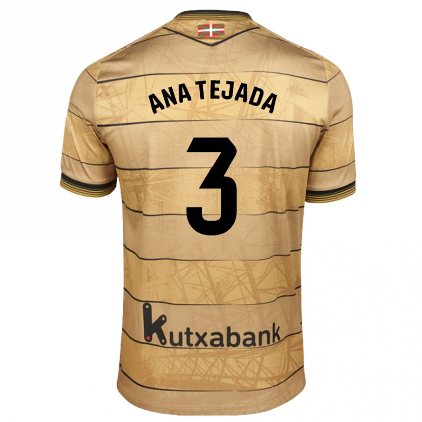 Mujer Fútbol Camiseta Ana Tejada Jiménez #3 Marrón 2ª Equipación 2024/25 Perú