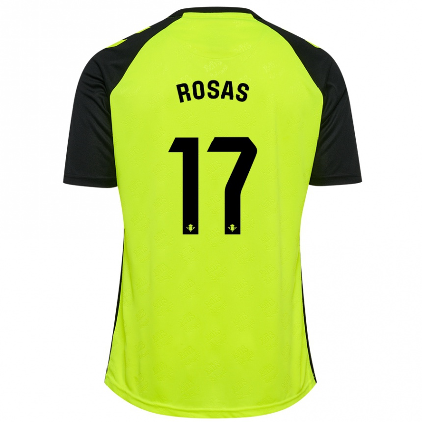 Mujer Fútbol Camiseta Berto Rosas #17 Amarillo Fluorescente Negro 2ª Equipación 2024/25 Perú