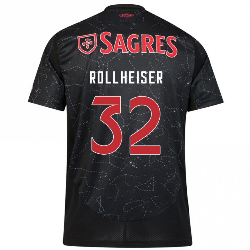 Mujer Fútbol Camiseta Benjamín Rollheiser #32 Negro Rojo 2ª Equipación 2024/25 Perú