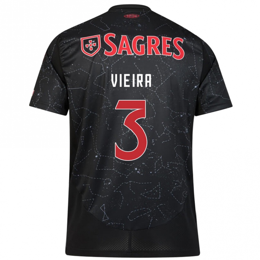 Mujer Fútbol Camiseta Miguel Vieira #3 Negro Rojo 2ª Equipación 2024/25 Perú