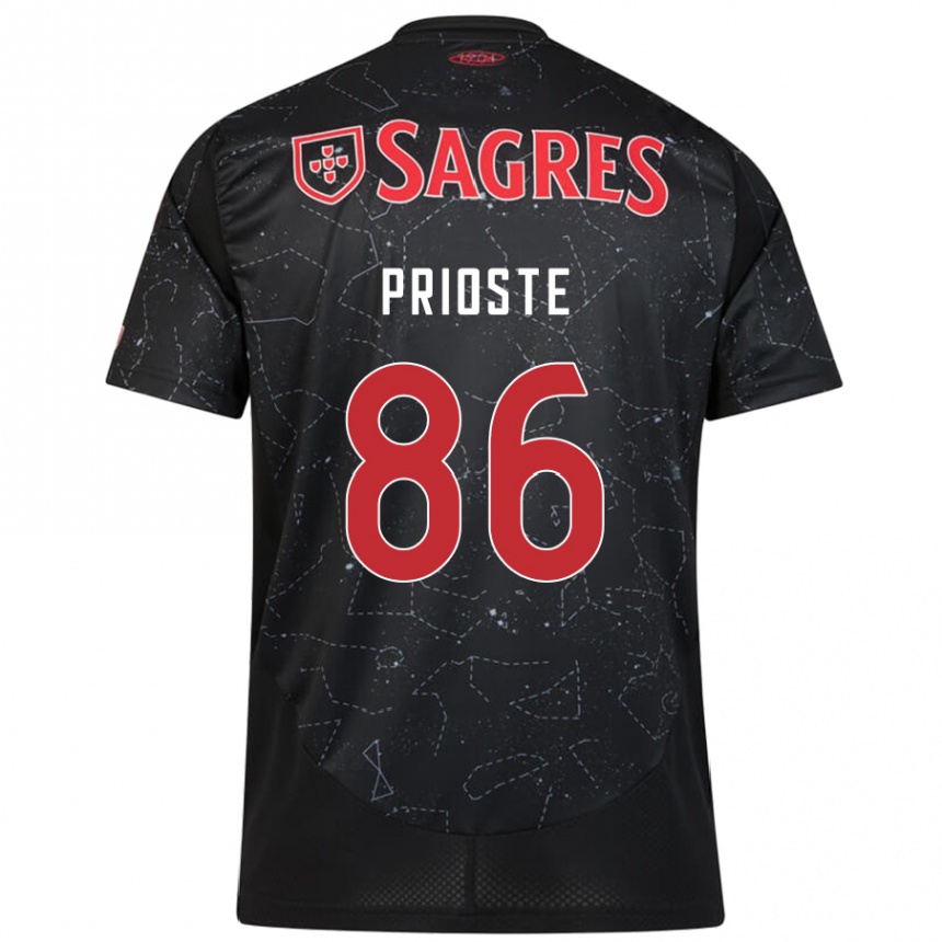 Mujer Fútbol Camiseta Diogo Prioste #86 Negro Rojo 2ª Equipación 2024/25 Perú