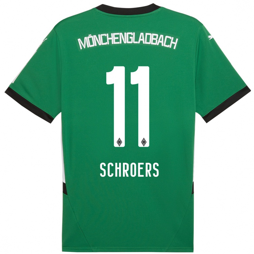 Mujer Fútbol Camiseta Mika Schroers #11 Verde Blanco 2ª Equipación 2024/25 Perú