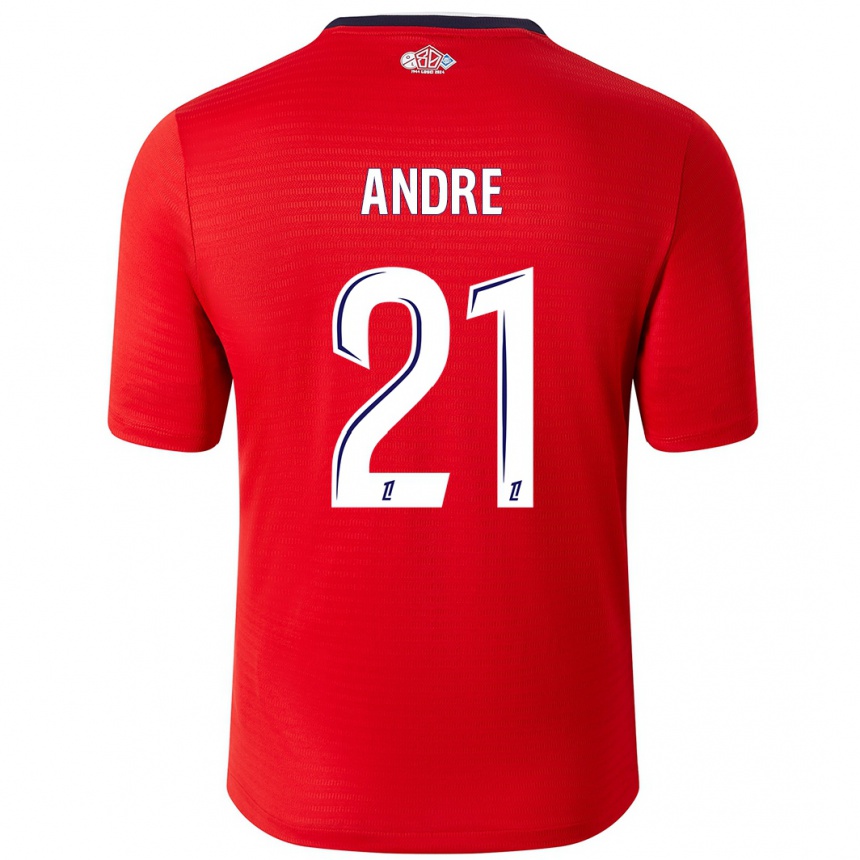 Niño Fútbol Camiseta Benjamin André #21 Rojo Blanco 1ª Equipación 2024/25 Perú