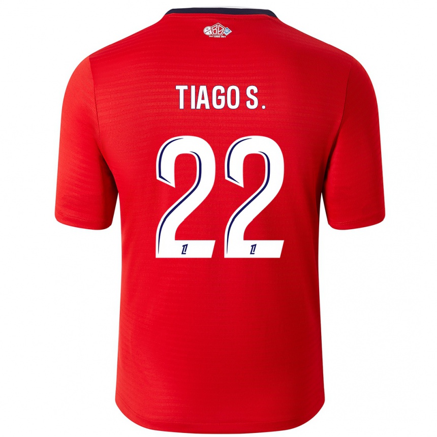 Niño Fútbol Camiseta Tiago Santos #22 Rojo Blanco 1ª Equipación 2024/25 Perú