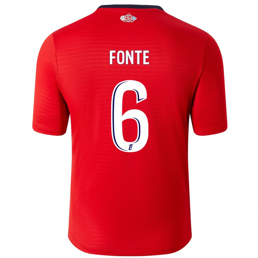 Niño Fútbol Camiseta Jose Fonte #6 Rojo Blanco 1ª Equipación 2024/25 Perú