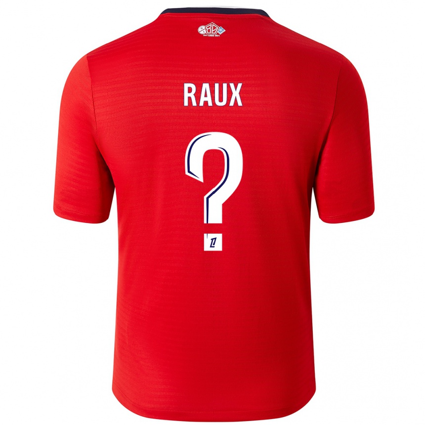 Niño Fútbol Camiseta Jules Raux #0 Rojo Blanco 1ª Equipación 2024/25 Perú