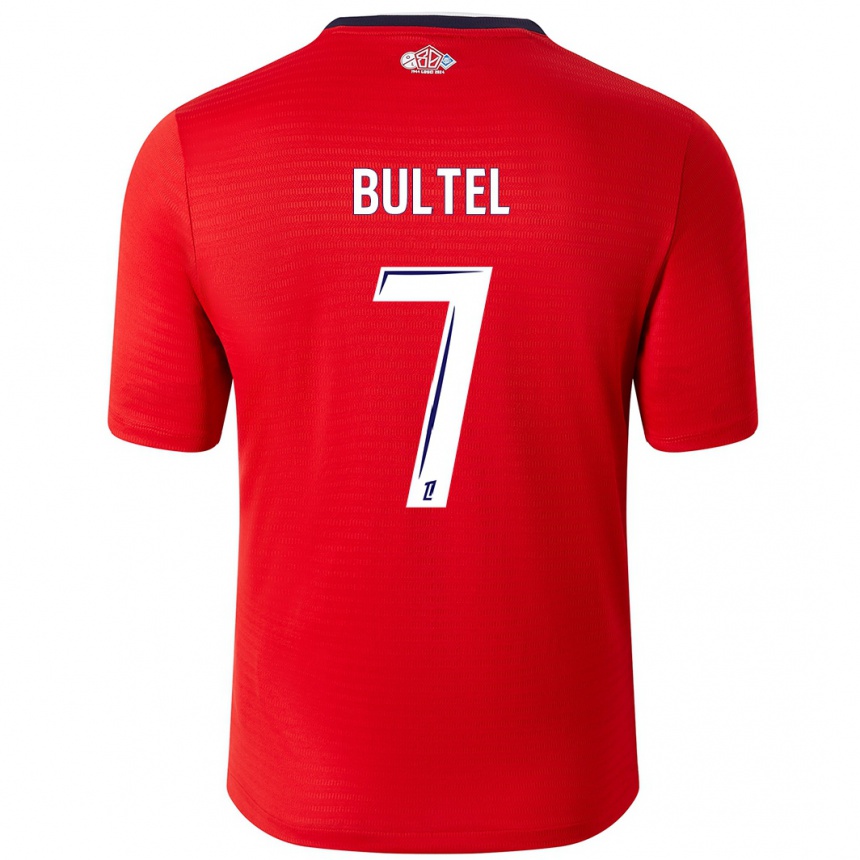 Niño Fútbol Camiseta Ludivine Bultel #7 Rojo Blanco 1ª Equipación 2024/25 Perú