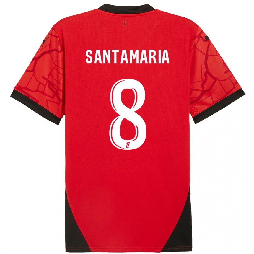 Niño Fútbol Camiseta Baptiste Santamaria #8 Rojo Negro 1ª Equipación 2024/25 Perú