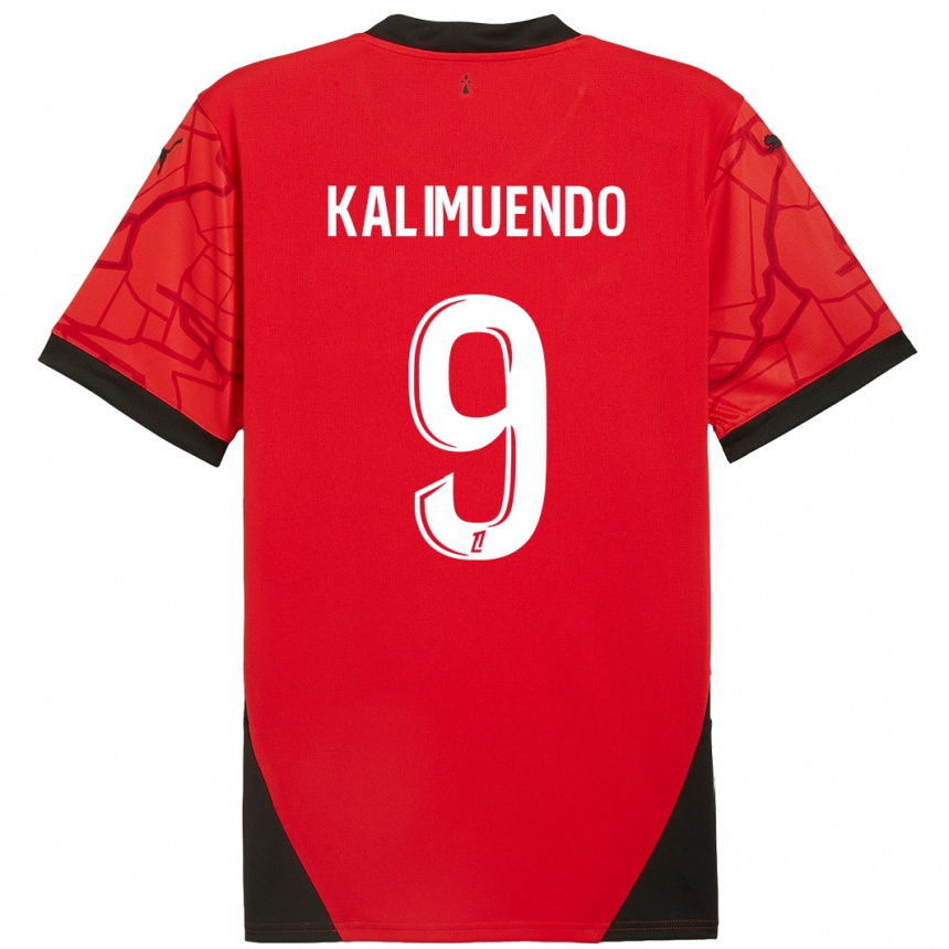 Niño Fútbol Camiseta Arnaud Kalimuendo #9 Rojo Negro 1ª Equipación 2024/25 Perú