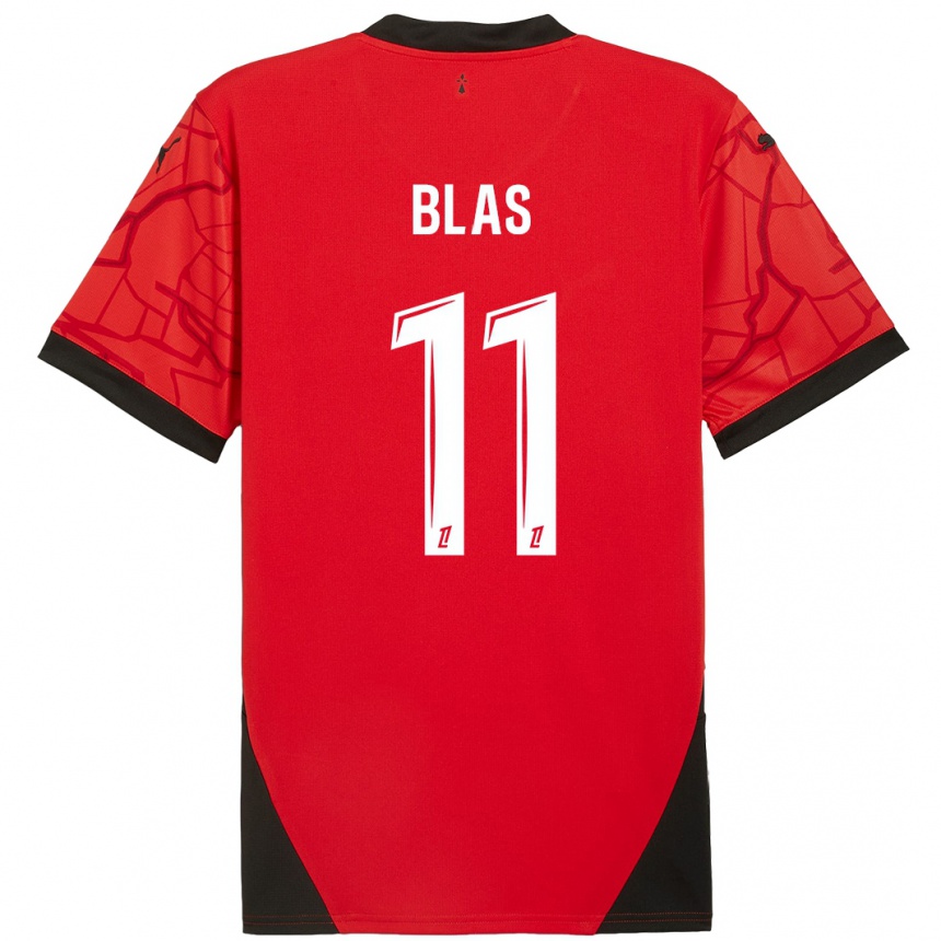 Niño Fútbol Camiseta Ludovic Blas #11 Rojo Negro 1ª Equipación 2024/25 Perú