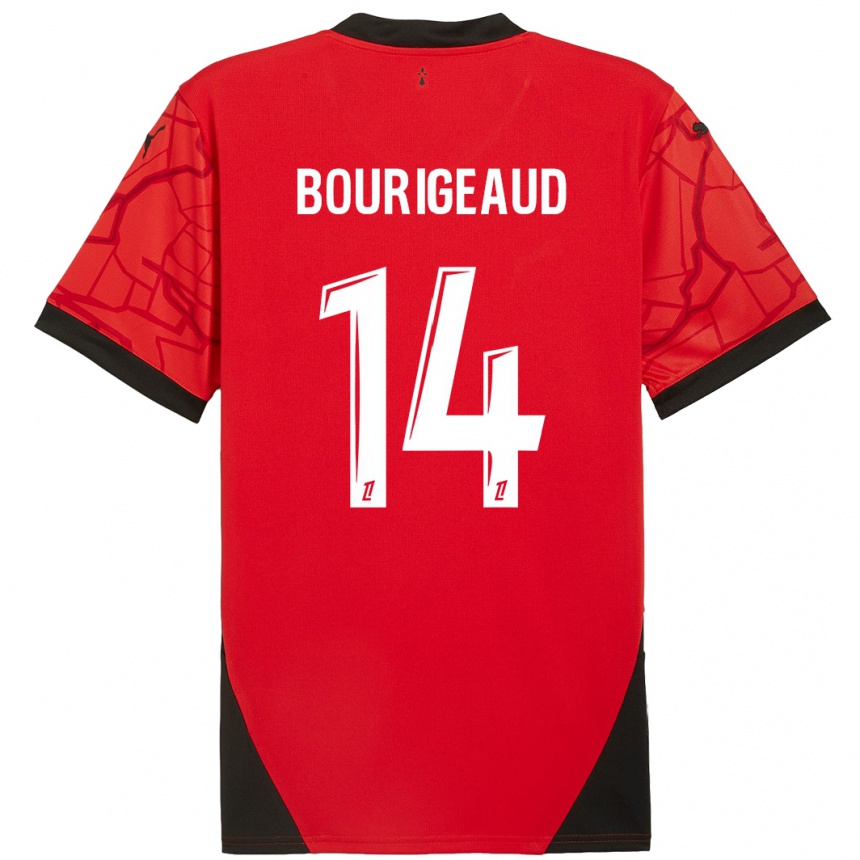 Niño Fútbol Camiseta Benjamin Bourigeaud #14 Rojo Negro 1ª Equipación 2024/25 Perú