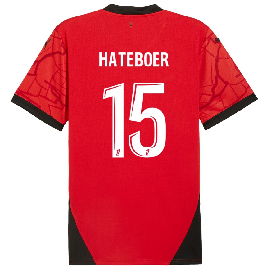 Niño Fútbol Camiseta Hans Hateboer #15 Rojo Negro 1ª Equipación 2024/25 Perú