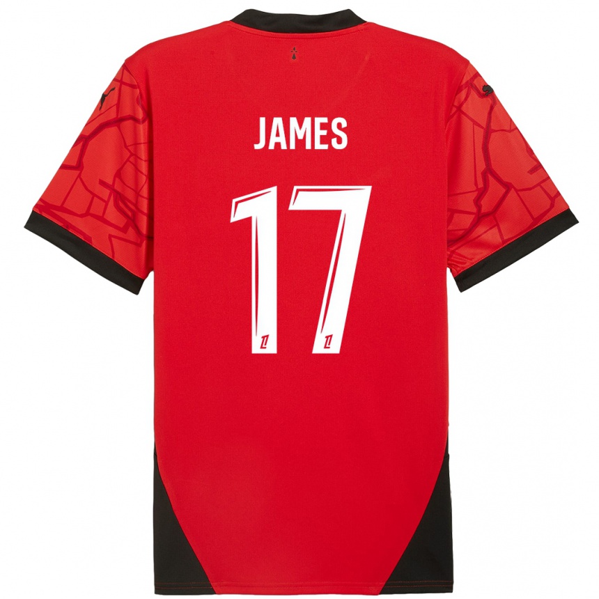 Niño Fútbol Camiseta Jordan James #17 Rojo Negro 1ª Equipación 2024/25 Perú