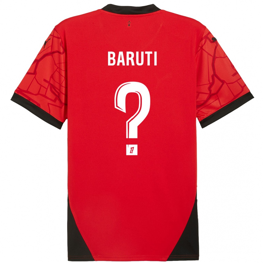 Niño Fútbol Camiseta Kelian Baruti #0 Rojo Negro 1ª Equipación 2024/25 Perú