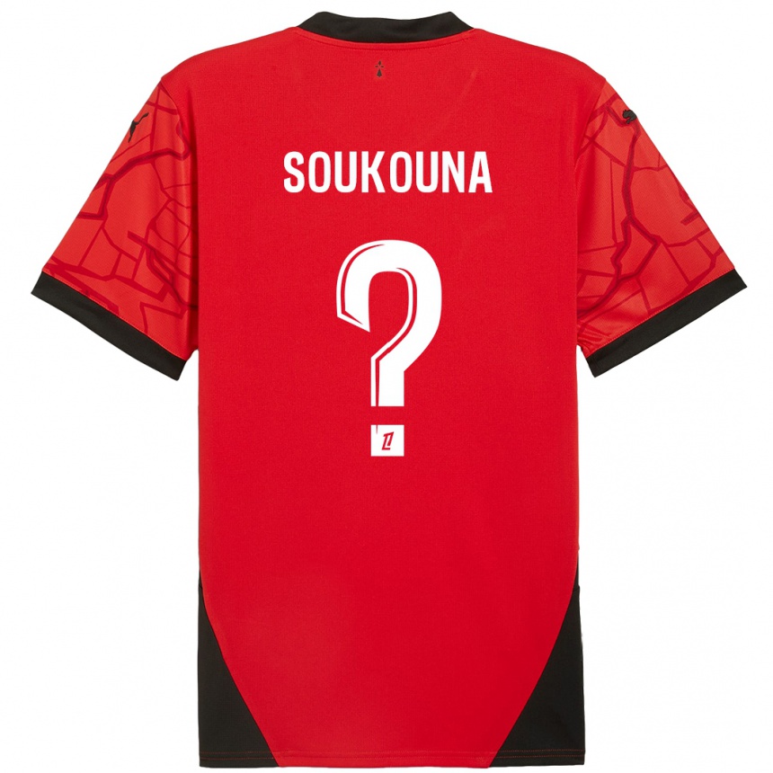 Niño Fútbol Camiseta Isiaka Soukouna #0 Rojo Negro 1ª Equipación 2024/25 Perú