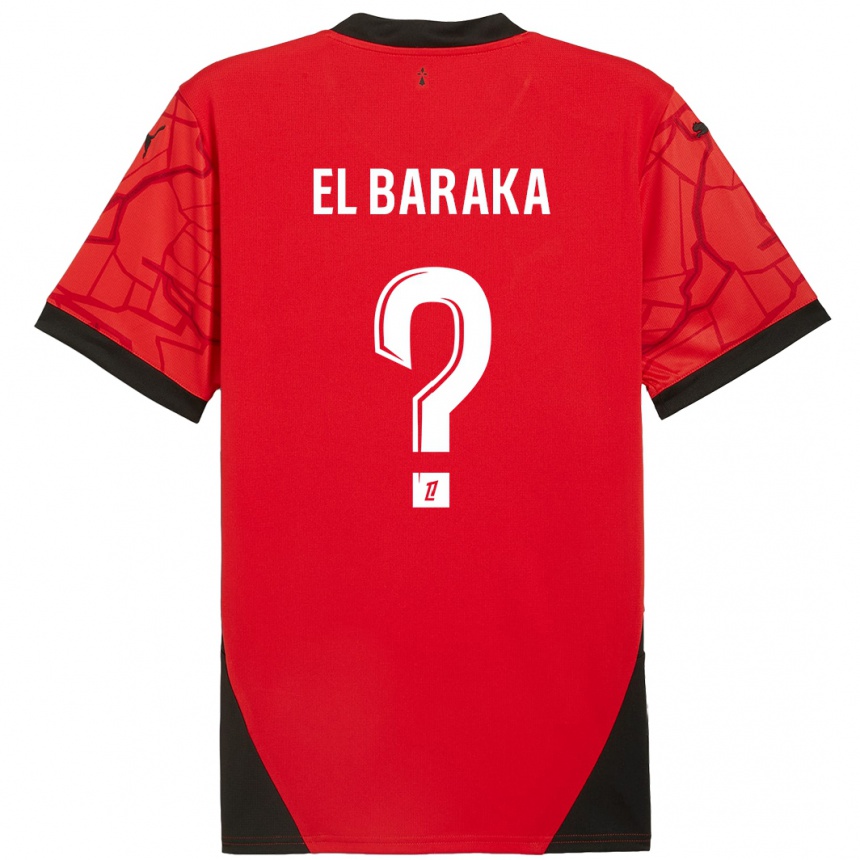 Niño Fútbol Camiseta Jibril El Baraka #0 Rojo Negro 1ª Equipación 2024/25 Perú