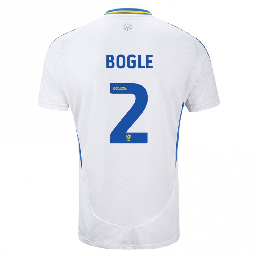 Niño Fútbol Camiseta Jayden Bogle #2 Blanco Azul 1ª Equipación 2024/25 Perú