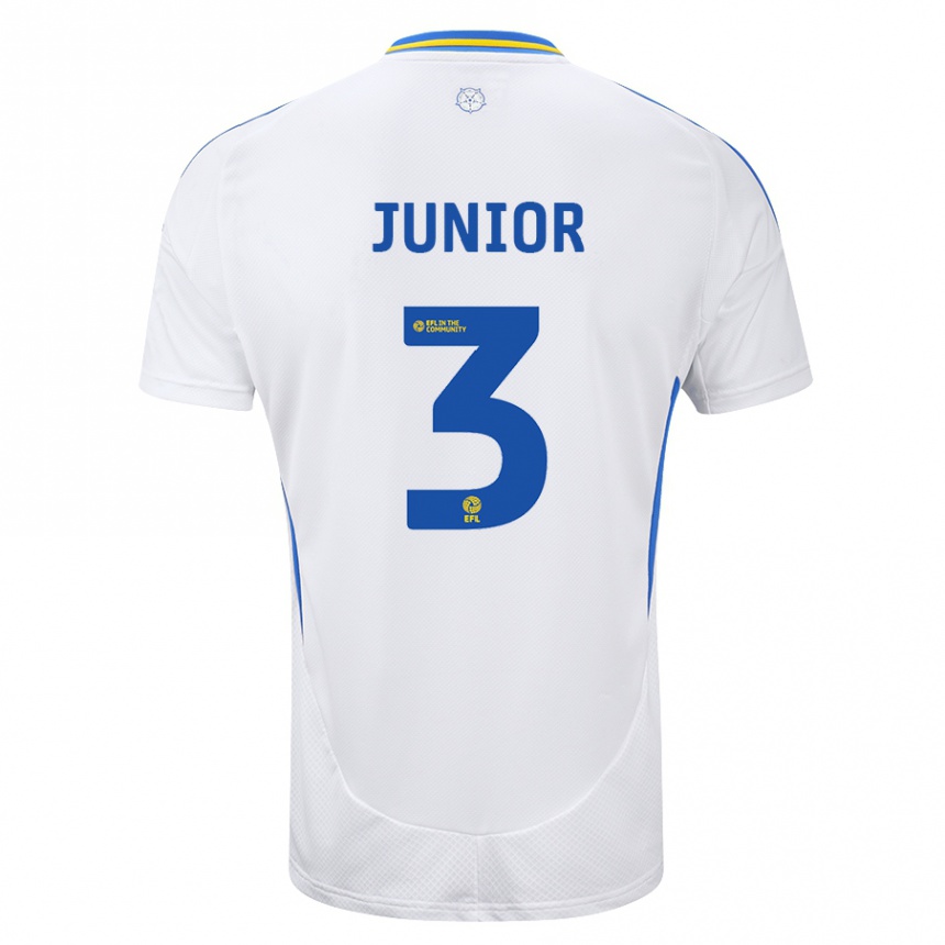 Niño Fútbol Camiseta Junior Firpo #3 Blanco Azul 1ª Equipación 2024/25 Perú