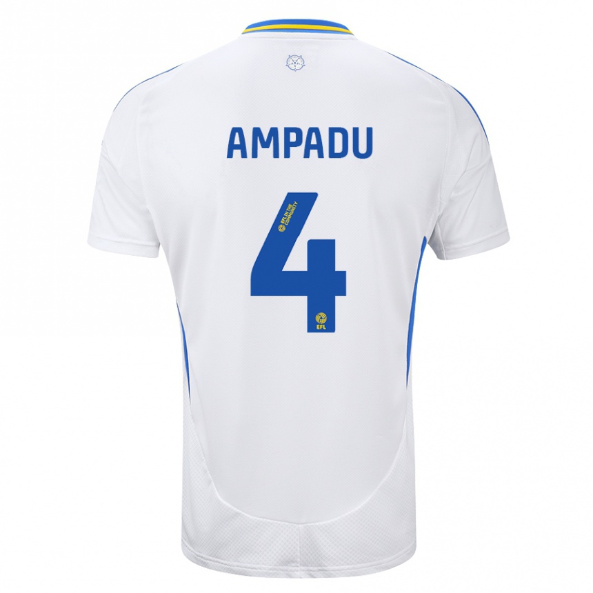 Niño Fútbol Camiseta Ethan Ampadu #4 Blanco Azul 1ª Equipación 2024/25 Perú