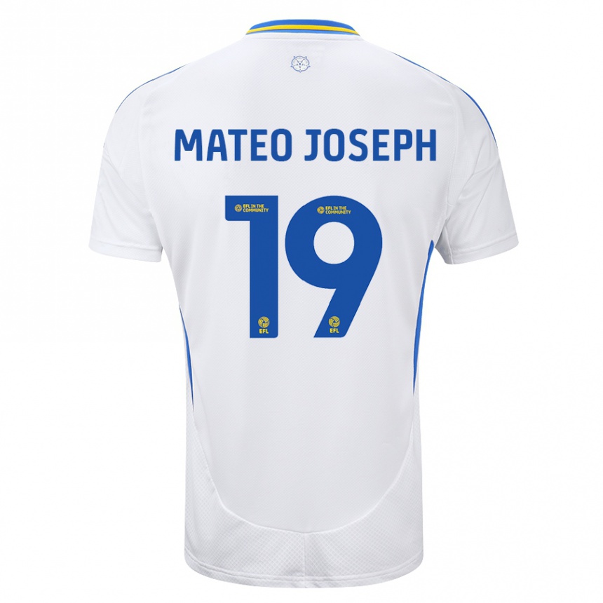 Niño Fútbol Camiseta Mateo Joseph #19 Blanco Azul 1ª Equipación 2024/25 Perú