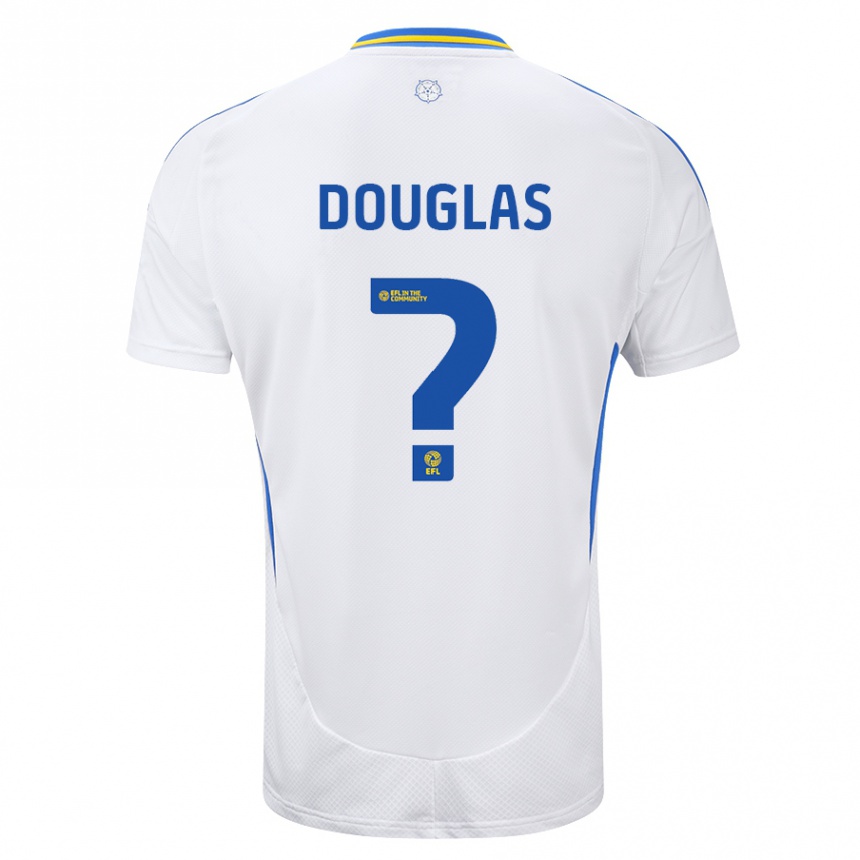 Niño Fútbol Camiseta Connor Douglas #0 Blanco Azul 1ª Equipación 2024/25 Perú