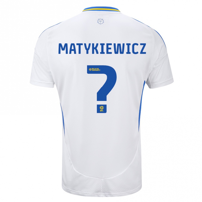 Niño Fútbol Camiseta Luke Matykiewicz #0 Blanco Azul 1ª Equipación 2024/25 Perú