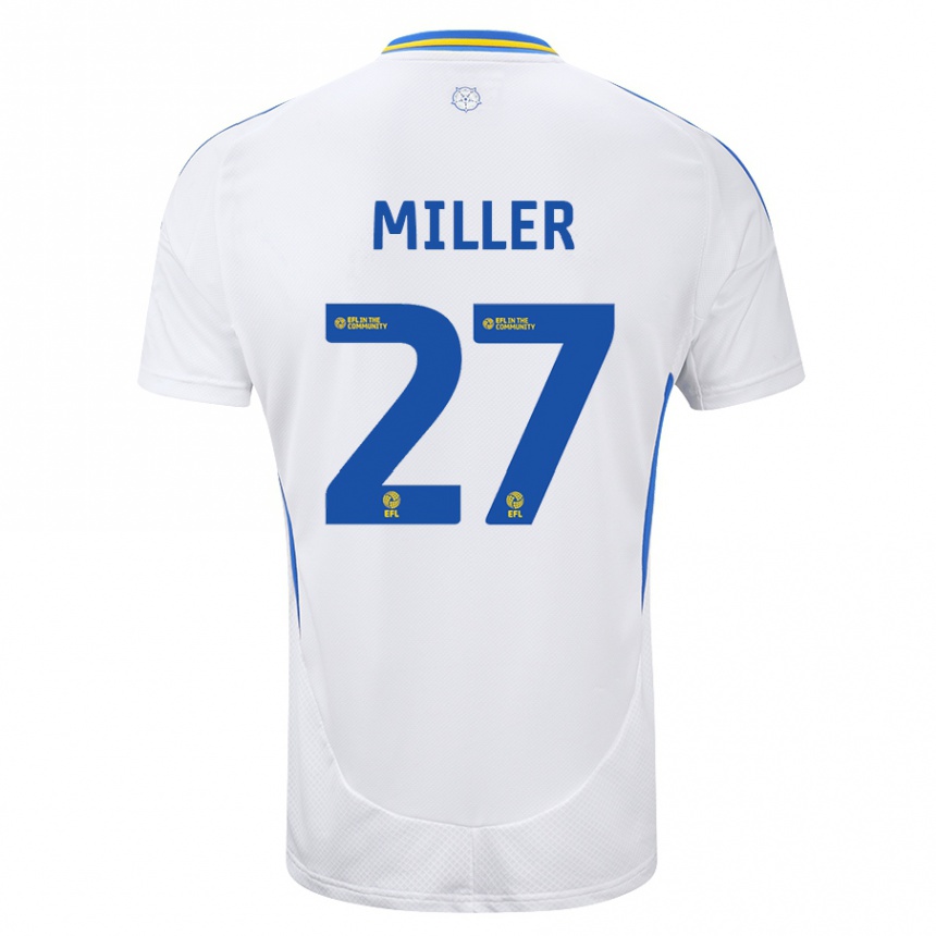 Niño Fútbol Camiseta Amari Miller #27 Blanco Azul 1ª Equipación 2024/25 Perú