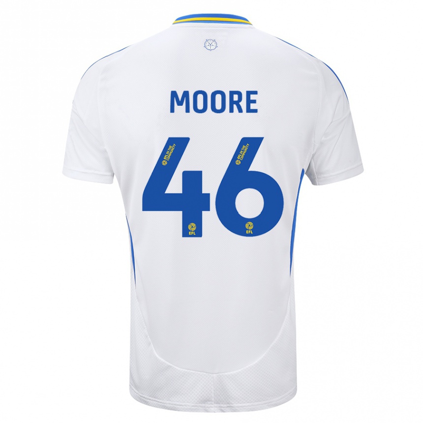 Niño Fútbol Camiseta Kris Moore #46 Blanco Azul 1ª Equipación 2024/25 Perú