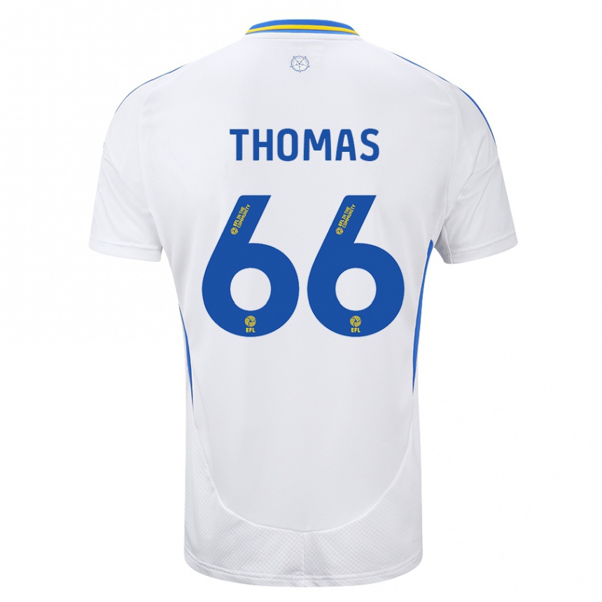 Niño Fútbol Camiseta Luca Thomas #66 Blanco Azul 1ª Equipación 2024/25 Perú