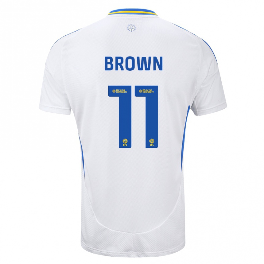 Niño Fútbol Camiseta Abbie Brown #11 Blanco Azul 1ª Equipación 2024/25 Perú