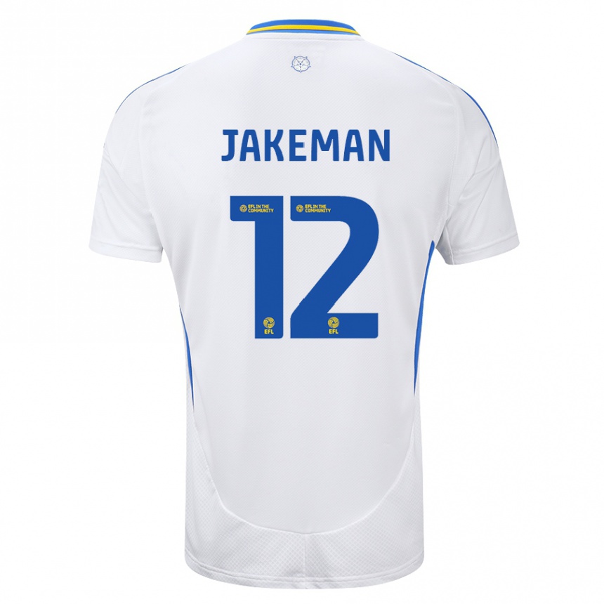 Niño Fútbol Camiseta Harriet Jakeman #12 Blanco Azul 1ª Equipación 2024/25 Perú