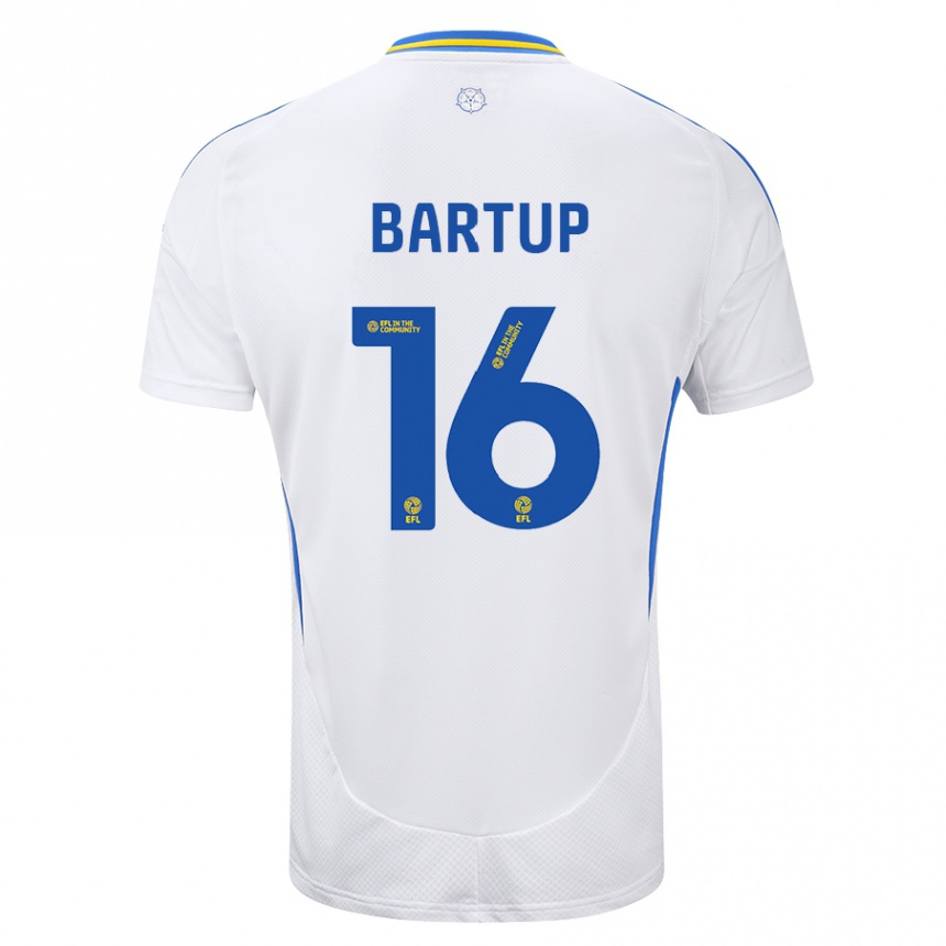 Niño Fútbol Camiseta Laura Bartup #16 Blanco Azul 1ª Equipación 2024/25 Perú