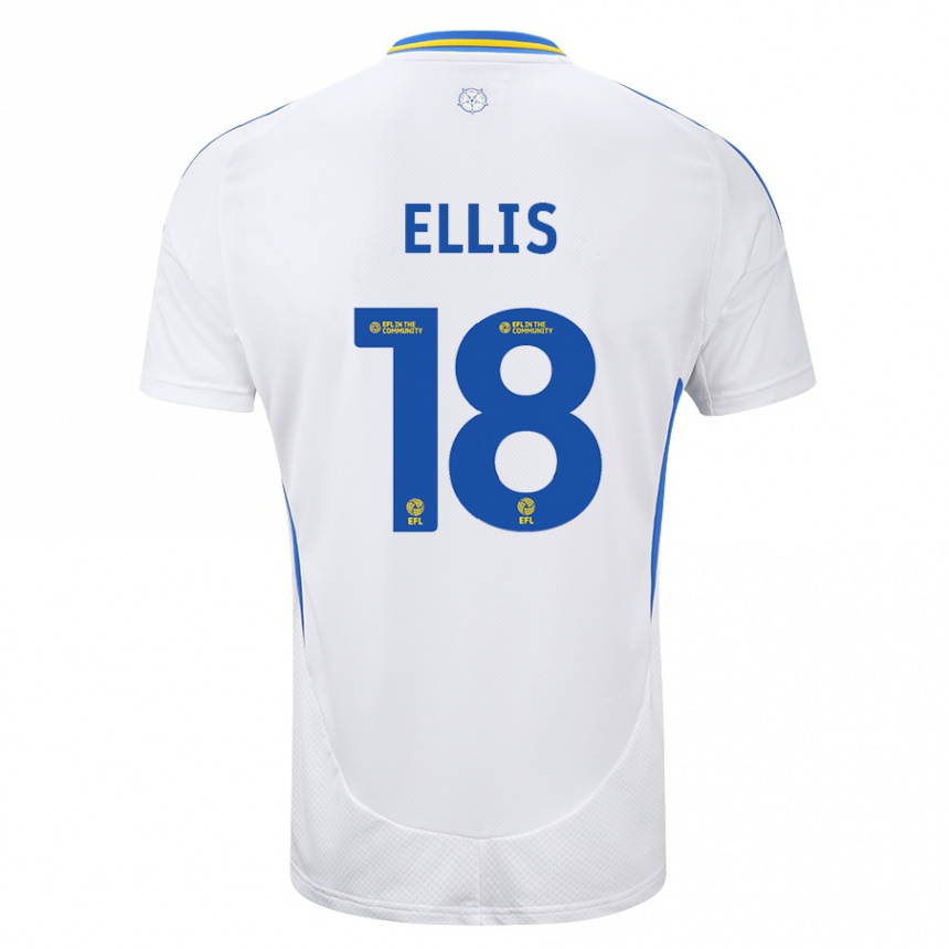 Niño Fútbol Camiseta Macy Ellis #18 Blanco Azul 1ª Equipación 2024/25 Perú